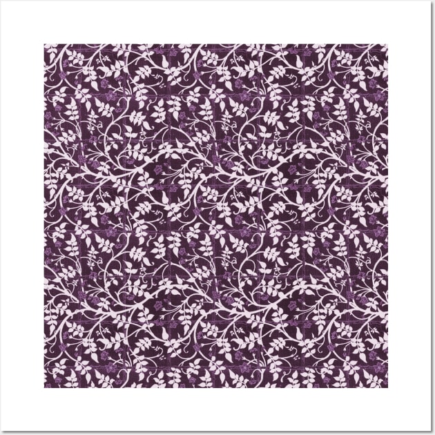 William Morris Jasmine Trellis Pattern White and Purple Wall Art by tiokvadrat